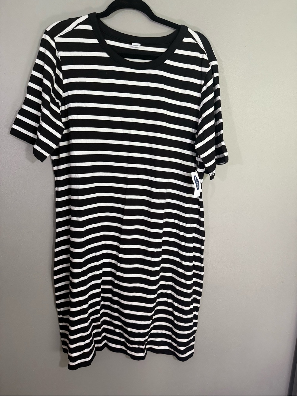 Old Navy Black and White Striped T-Shirt Dress